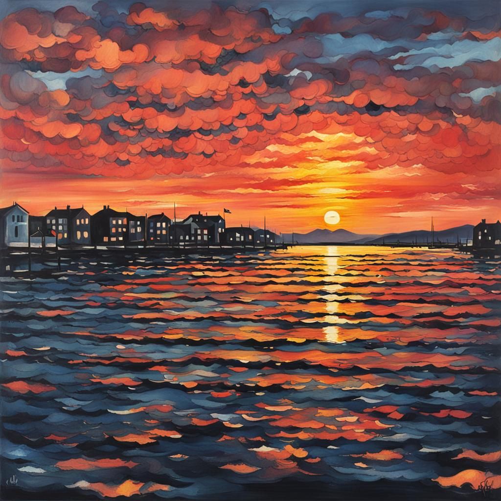 Picturesque Sunset Over a Tranquil Bay