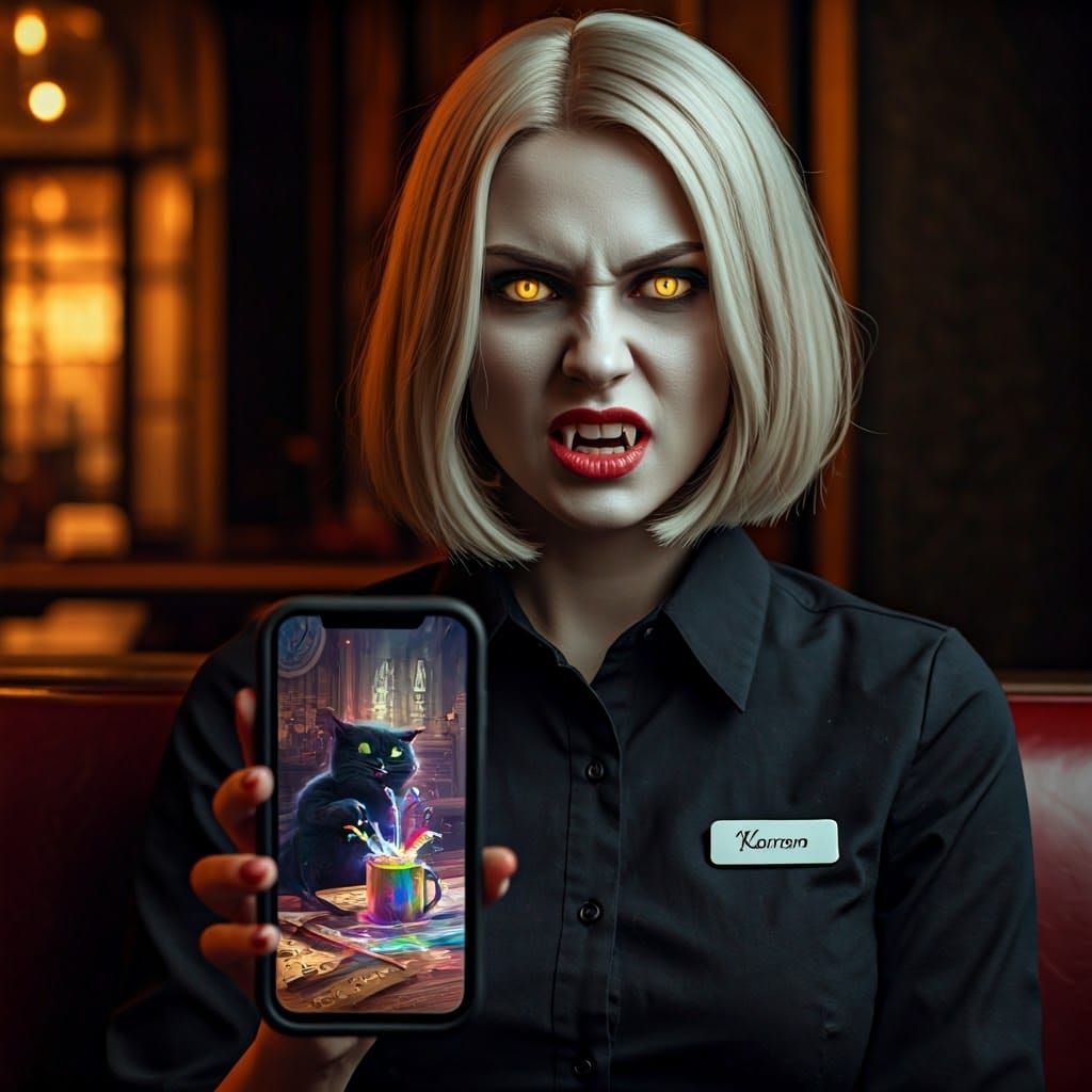 Vampire Woman with Fierce Anger and Menacing Demeanor