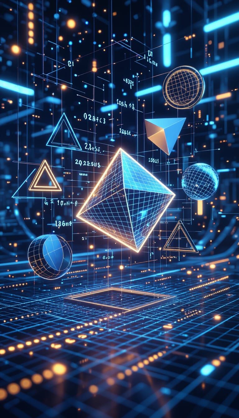 Futuristic Math Concepts 3D Rendered Abstract Composition