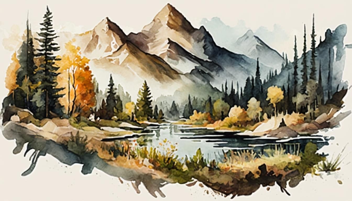 Impressionistic Forest Landscape with Serene Lake