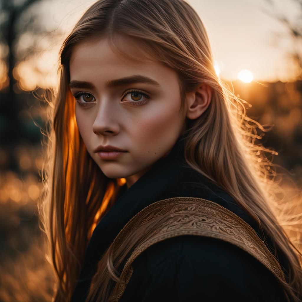 Golden-Haired Girl: Hyperrealistic Cinematic Portrait