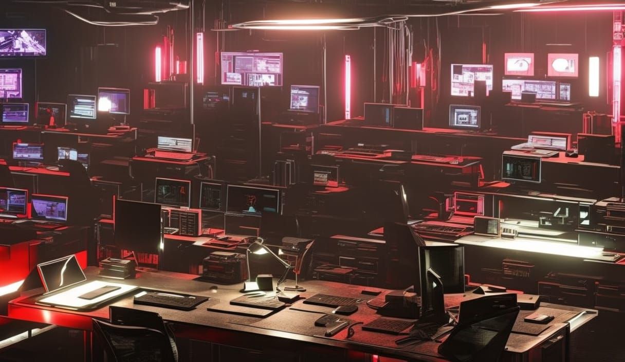 Cyberpunk Apartment Interior with Neon Lighting