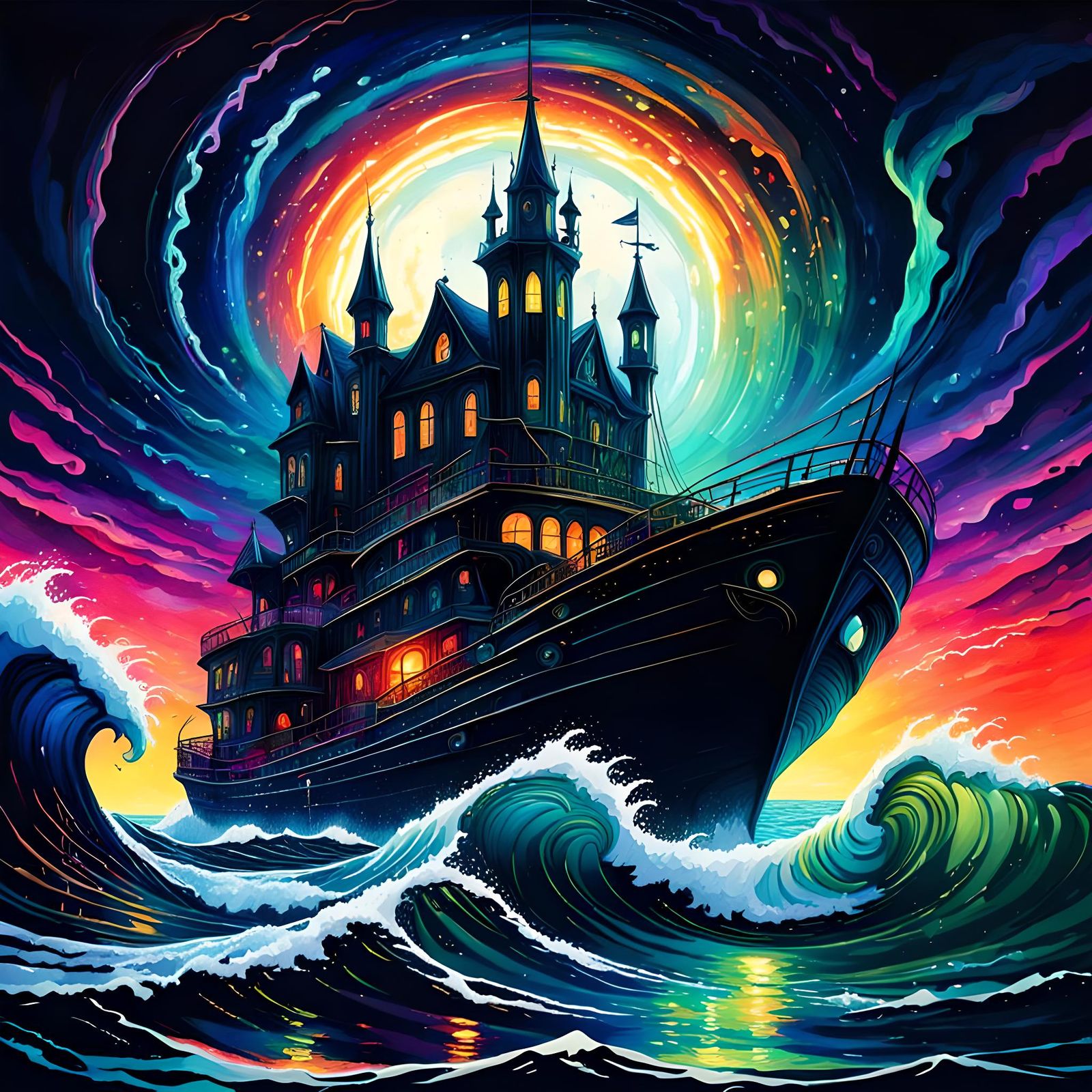 Eldritch Ocean: Gothic Art in Retrowave Style