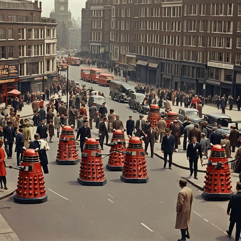 Daleks Invade London in 1960s Technicolor
