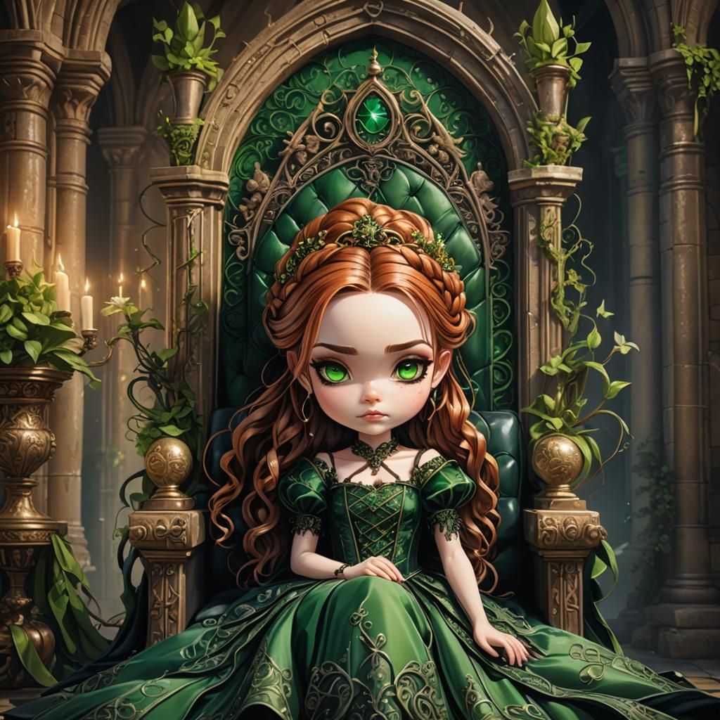 Chibi Gothic Princess on Throne: Digital Painting