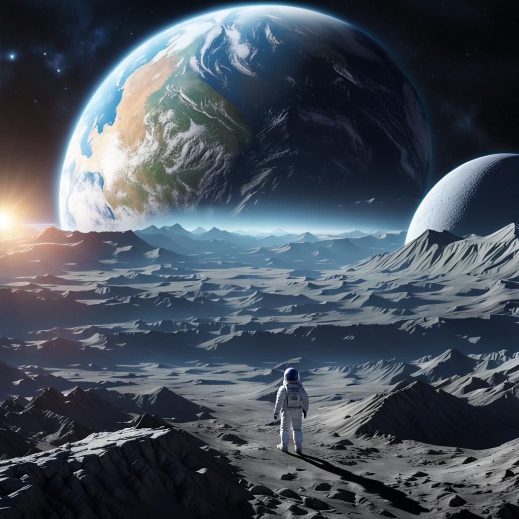 Earthrise Over Moon Base: A Realistic 8K Render