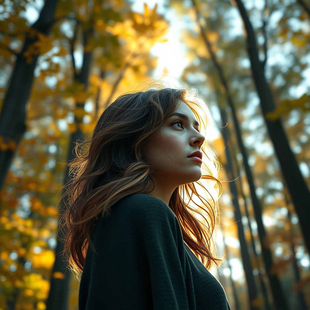 Autumn Woman Portrait in Hyperdetailed Lighting