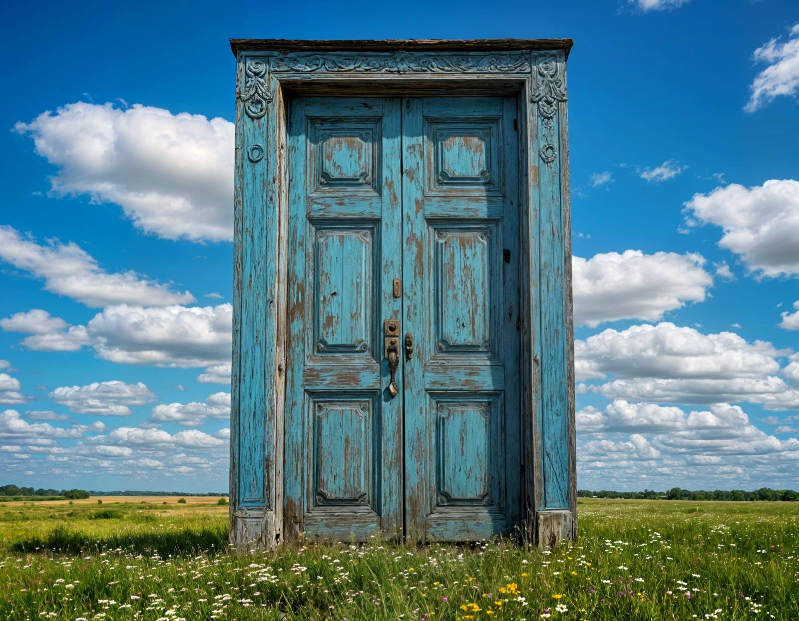 Weathered Doorway to a Sunny Meadow