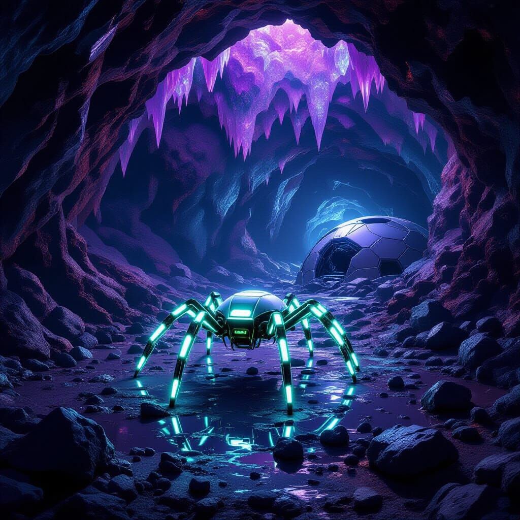 Silica Spider Drone Explores Martian Lava Tube