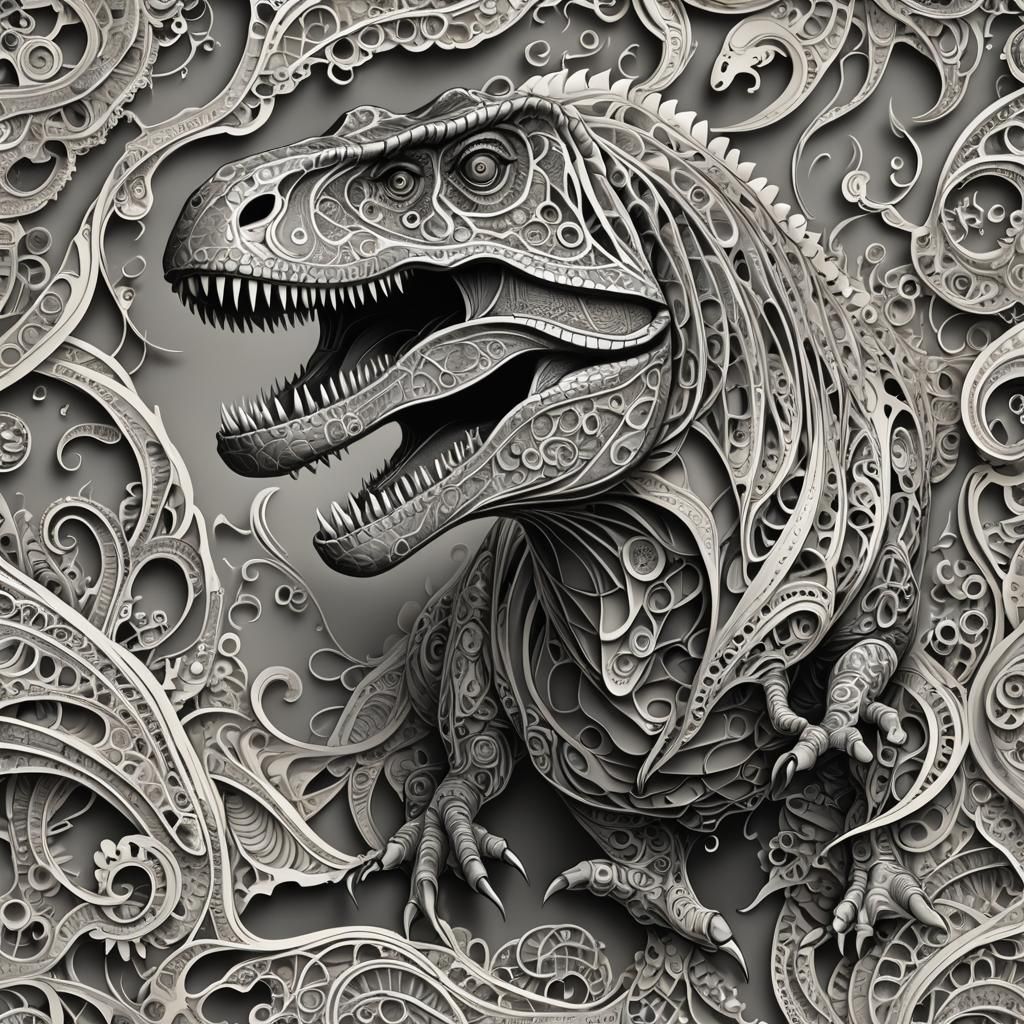 Abstract Fractal T-Rex with 3D Shading