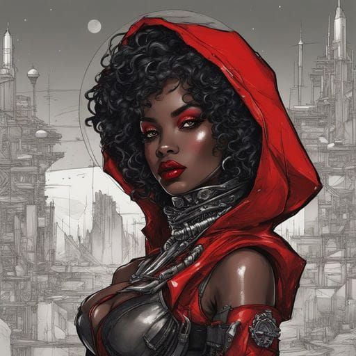 Cyber Gothic Little Red Riding Hood Portrait