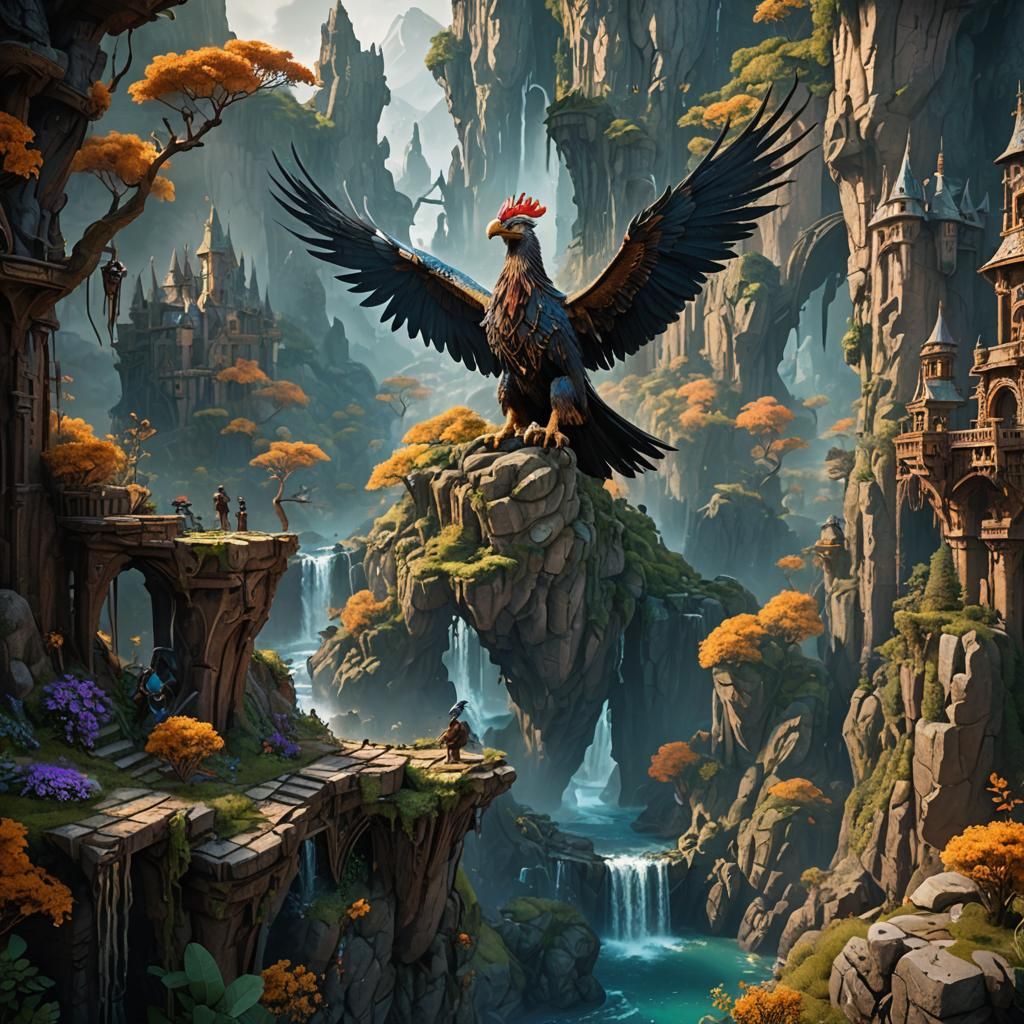 Fantastical Hypogriff in Detailed Matte Painting