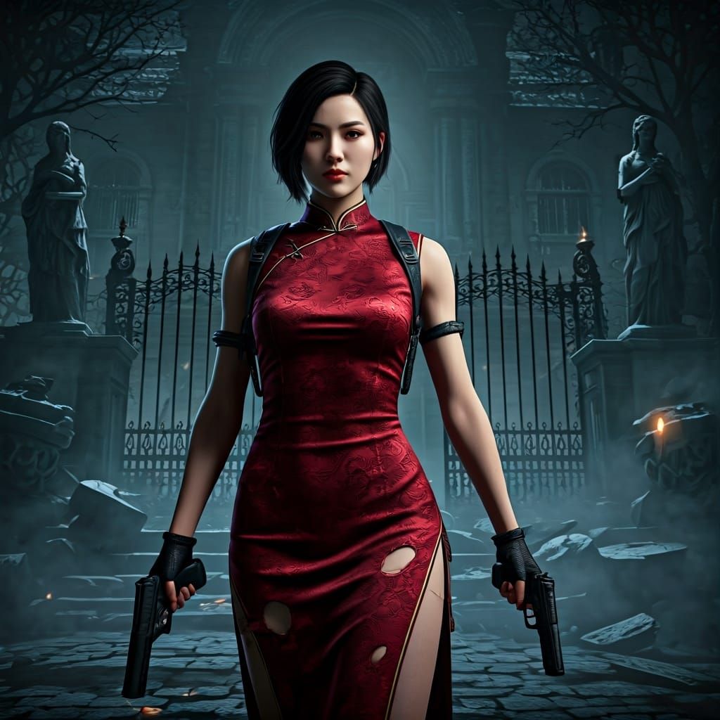 Ada Wong in Gothic Setting with Dynamic Lighting