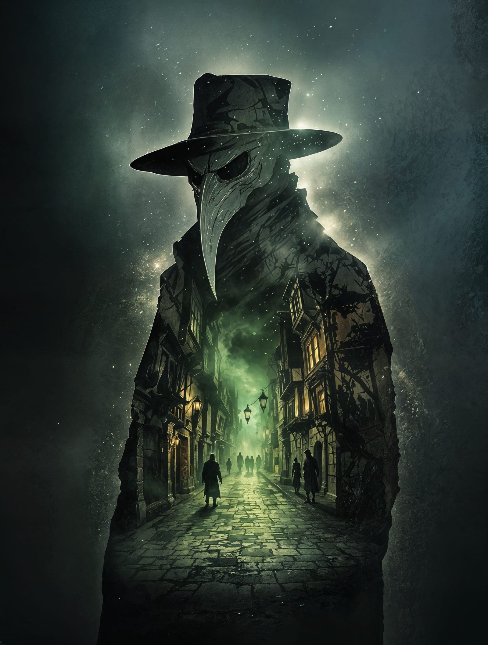 Dark Fantasy Plague Doctor in Medieval City