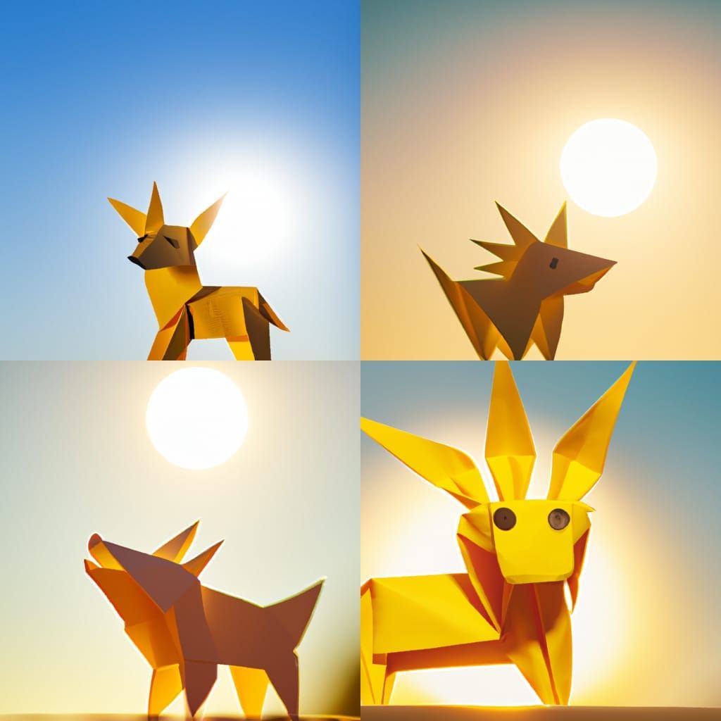 Origami Paper Dog in Sunlight