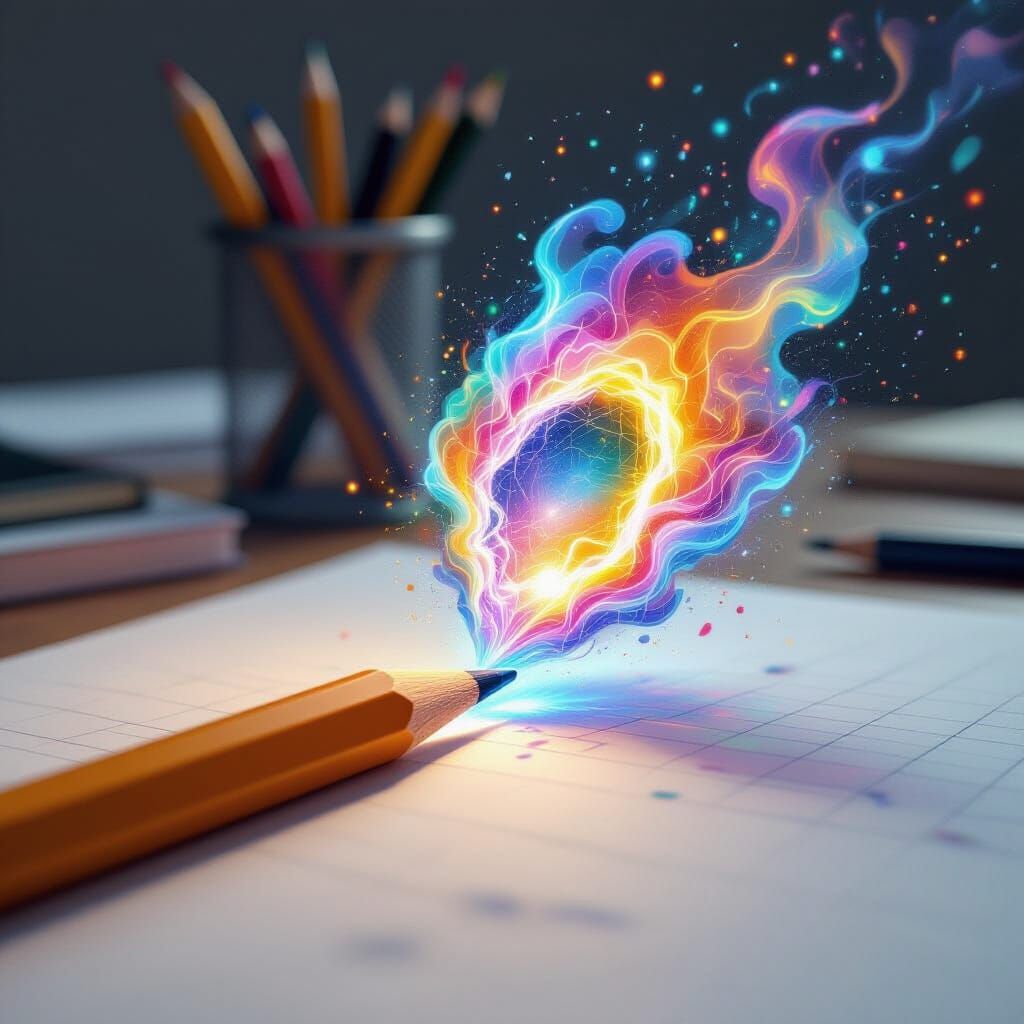 Pencil Portal to Abstract World