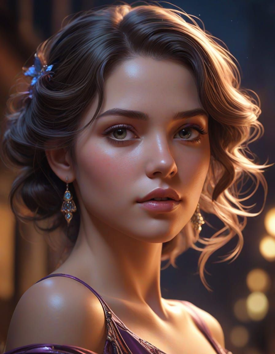 Ethereal Night Portrait Concept Art in Triadic Colors