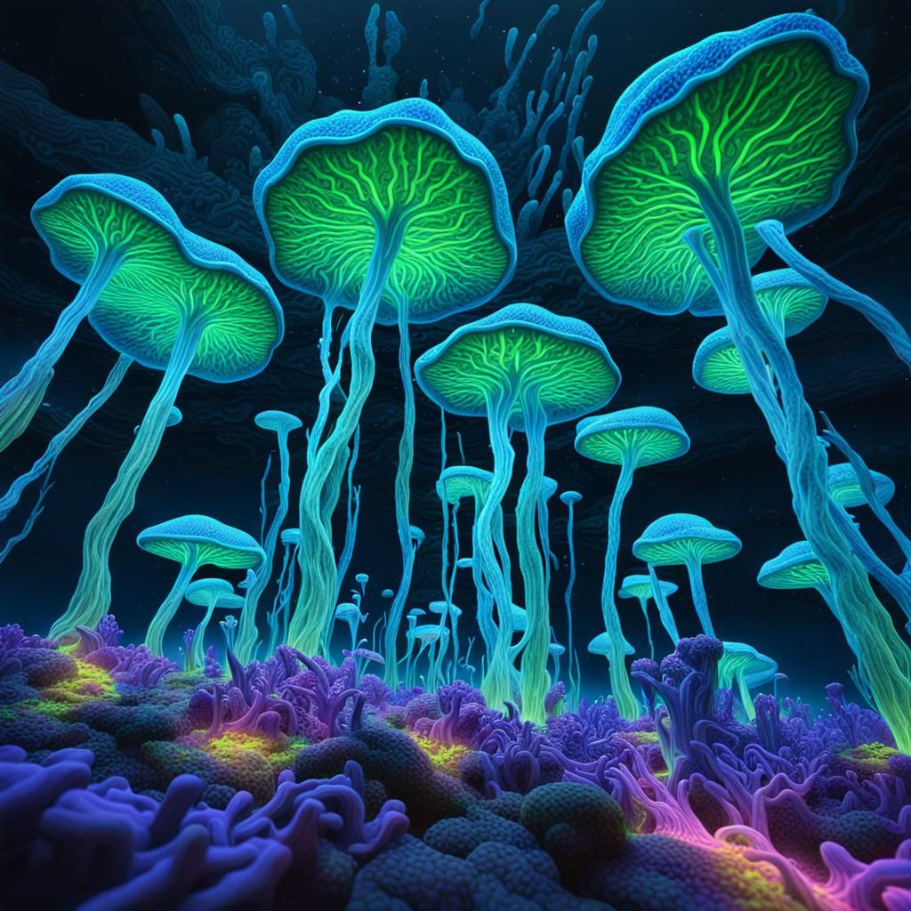 Bioluminescent Underwater World in Fantasy Concept Art