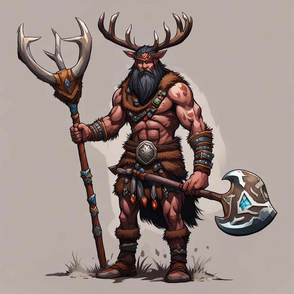 Fierce Elk Tribe Barbarian Warrior