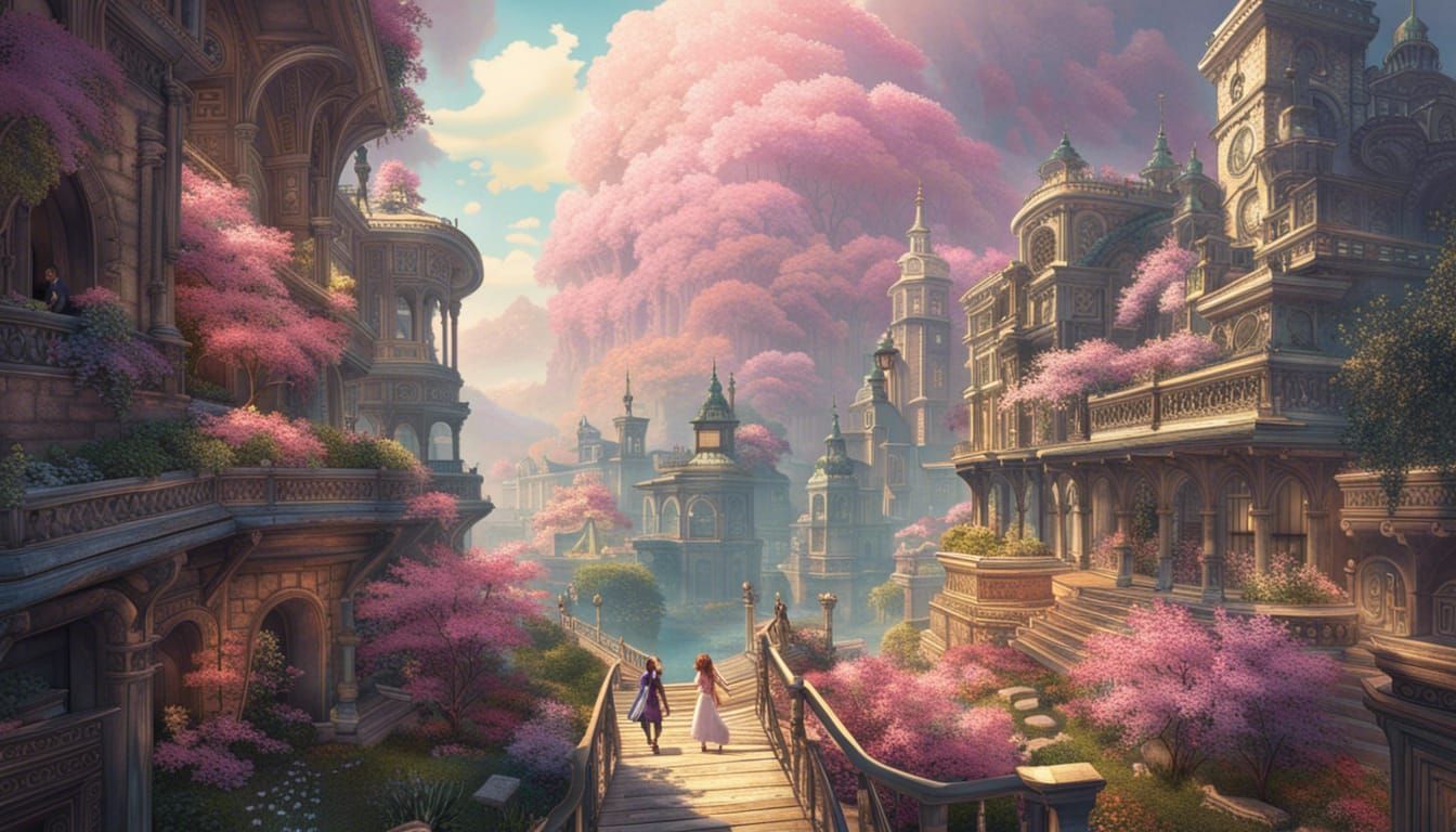 Neighborhood, pastel garden