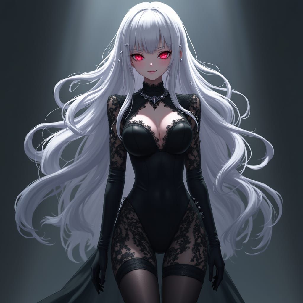 Elegant Gothic Video Game Character in Japanese Style