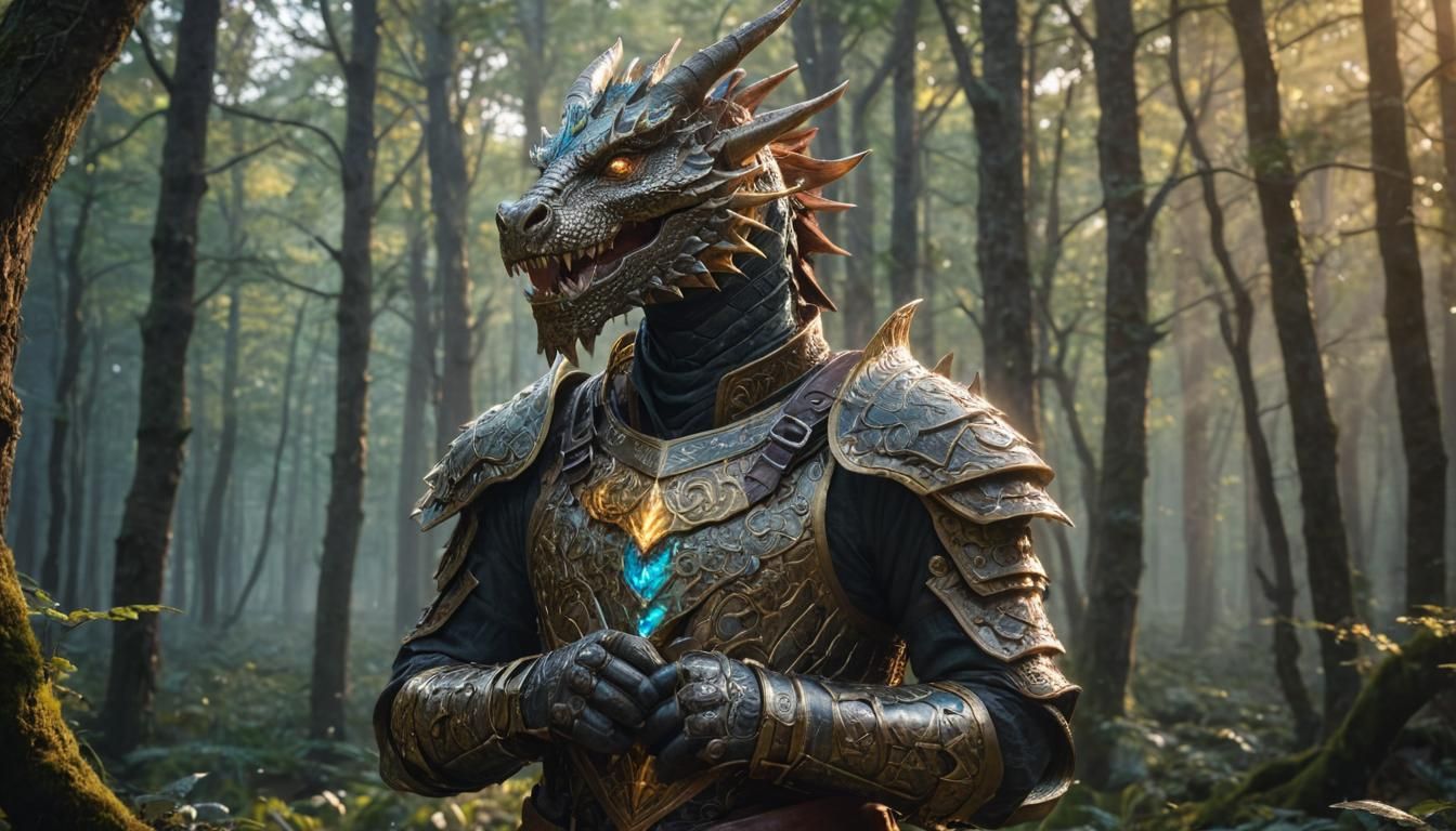 Dragon Rider Portrait in Mystical Forest