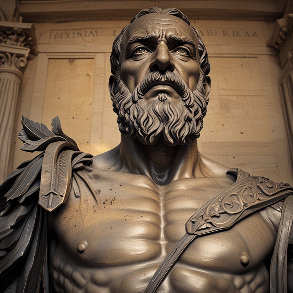 Battle-Hardened Ancient Roman Warrior Amidst Ruins