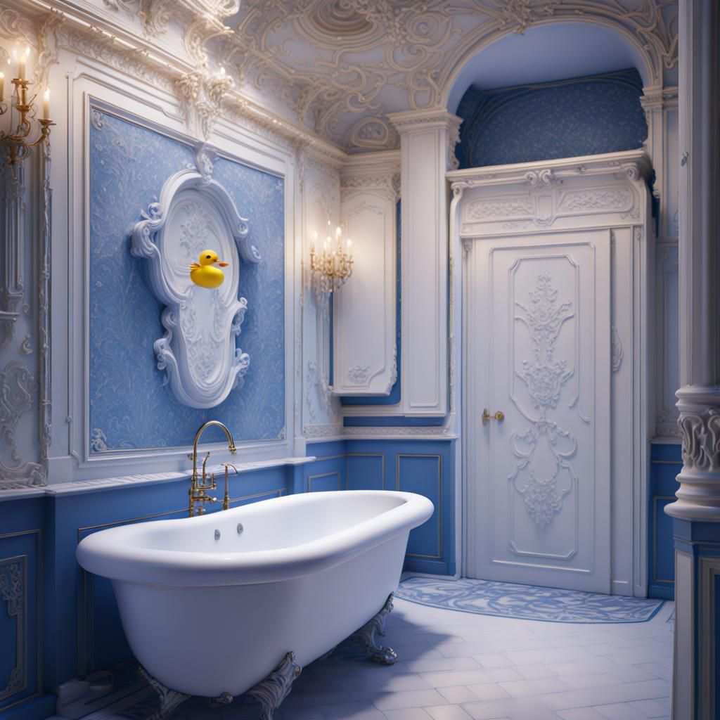 Rubber Ducky in Rococo Art Nouveau Bathroom