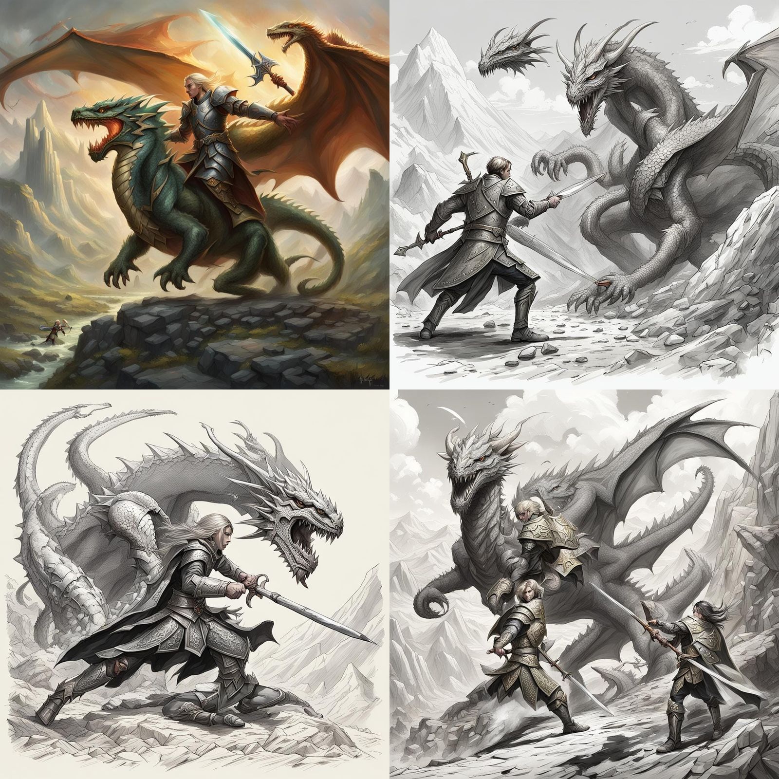 Elven Paladin Versus Five-Headed Dragon