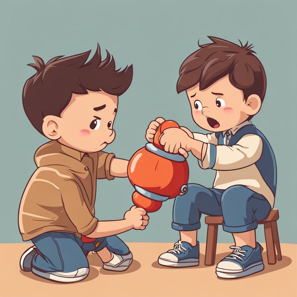 Bullying Scene: Boy Breaking Another's Toy