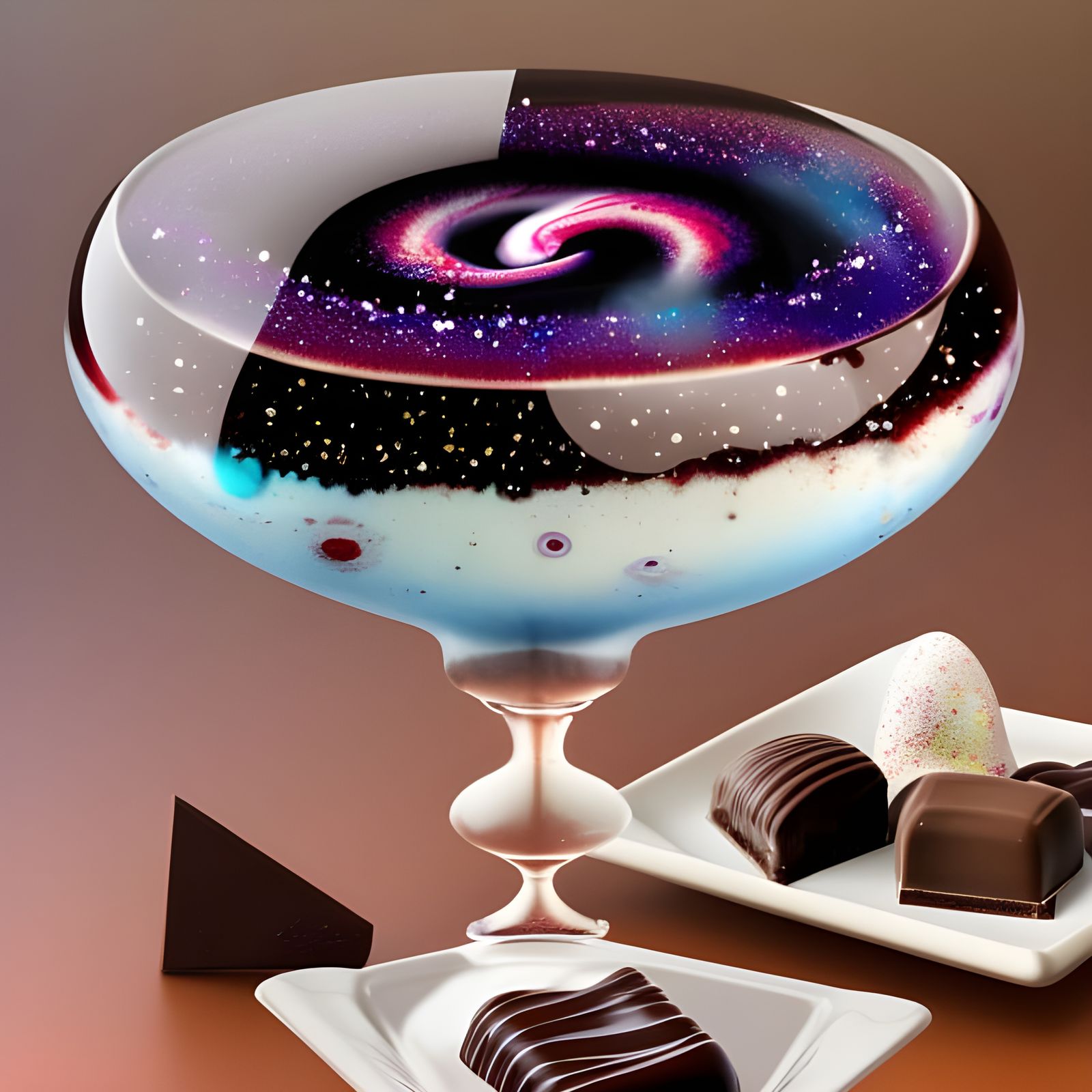Galaxy Chocolate Pudding with Saturn Strawberries