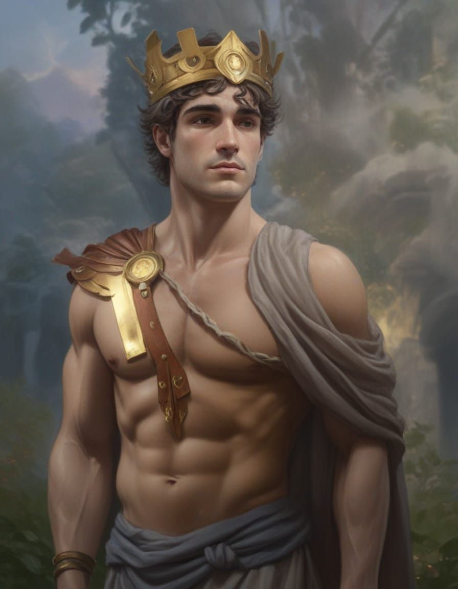 Ethereal Fantasy Greek God Hermes in Mystical Mist