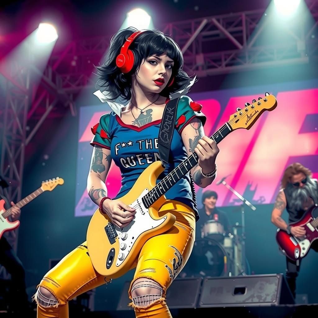 Snow White Punk Rock Concert in Jamie Hewlett Style