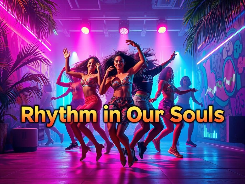 Brazilian Funk Reggaeton Art with Neon Lights and Dancers