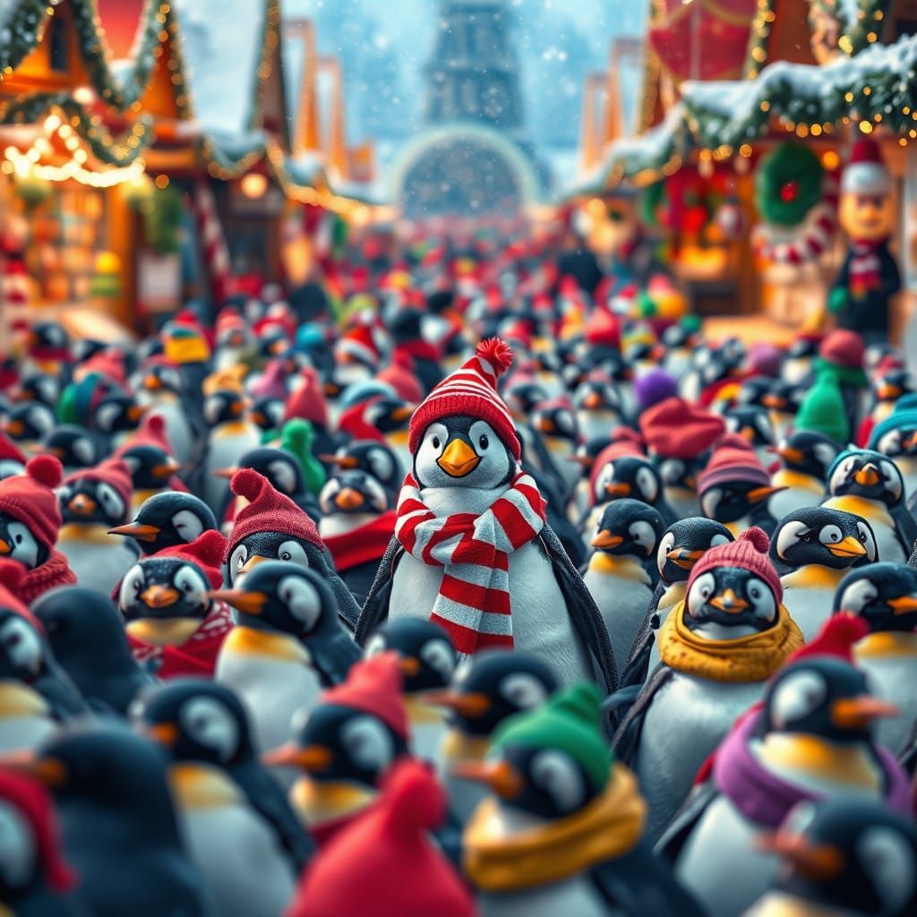 Penguins in a Winter Wonderland