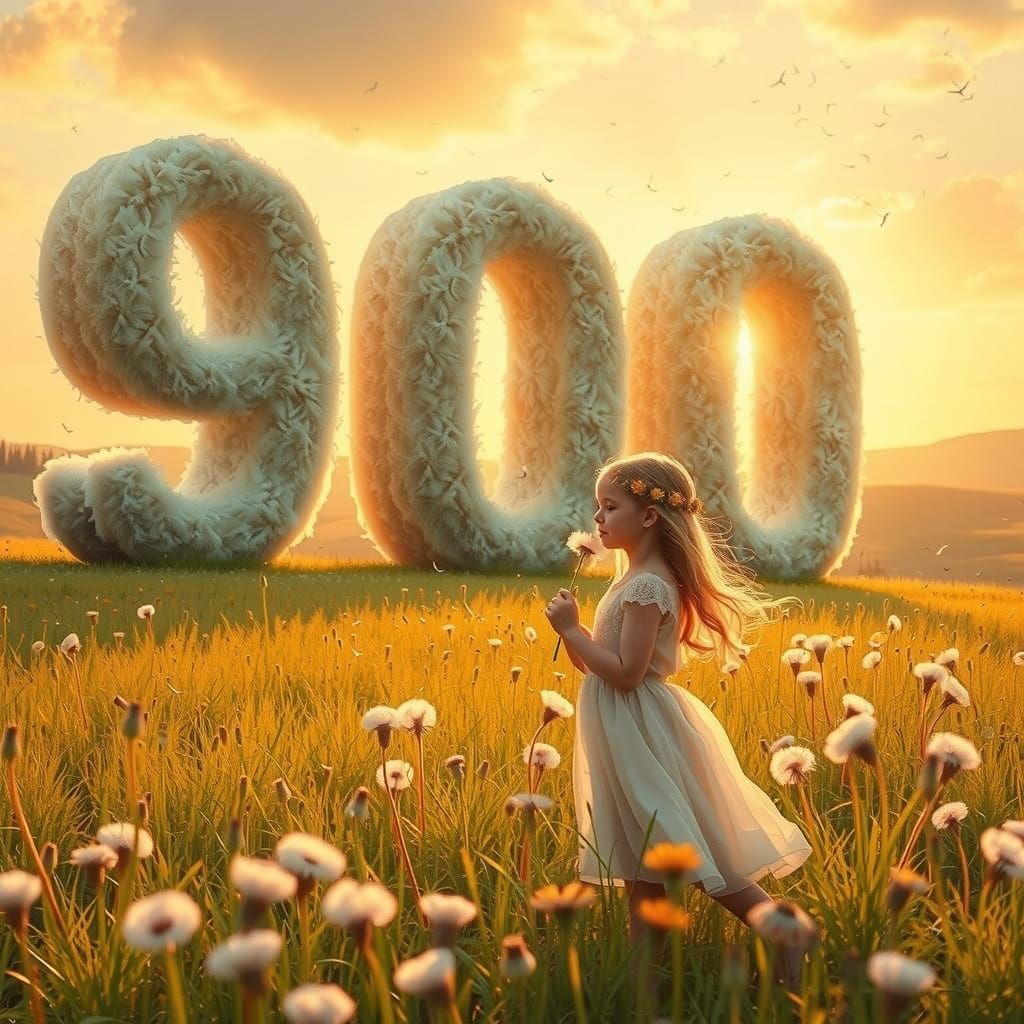 Golden Hour Dandelion Dreamscape in Whimsical Style