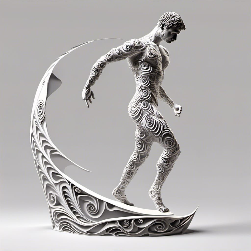 Abstract Fractal Gymnast on Beach with 3D Shading