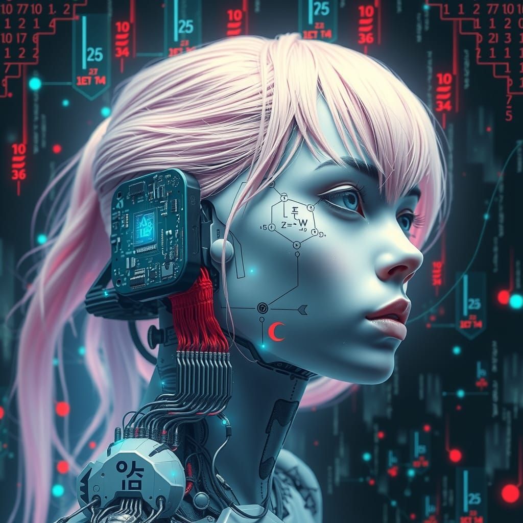 Android Siren with Glitching Circuitry and Digital Artifacts