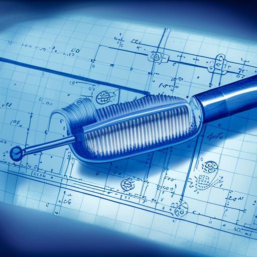Steampunk Vibrating Toothbrush Blueprint on Aged Paper