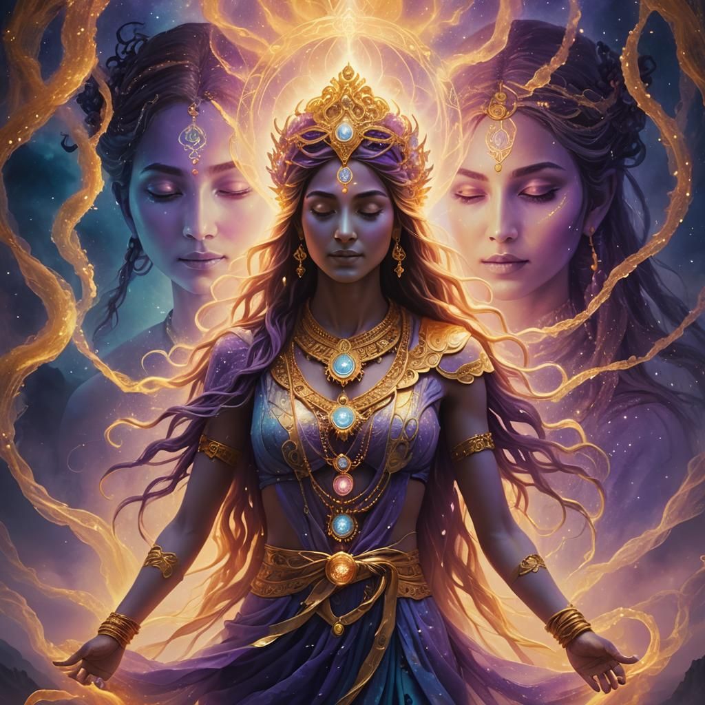 Kundalini-Inspired Fantasy Art: Twin Flames in Ethereal Mist