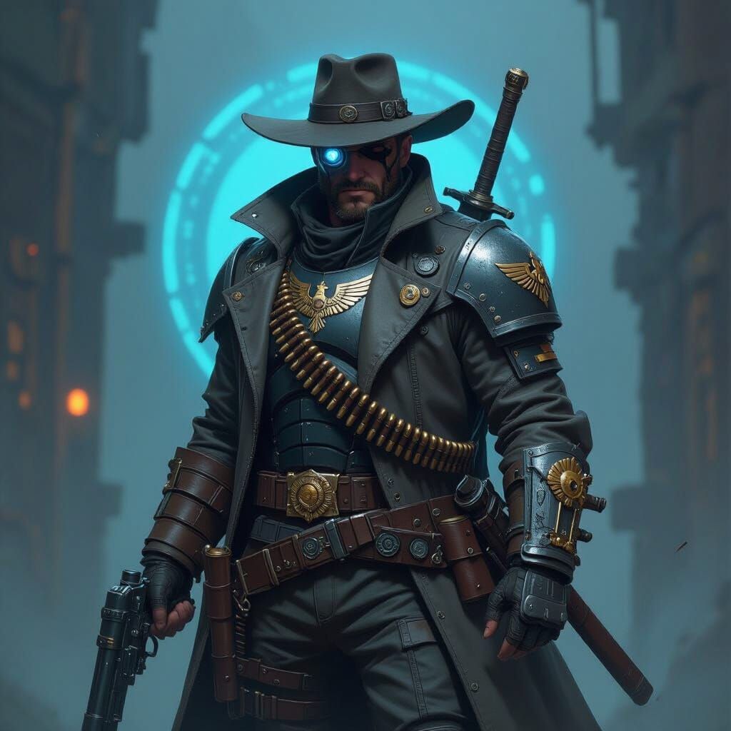 Rogue Trader Captain in Grimdark Sci-Fi Style