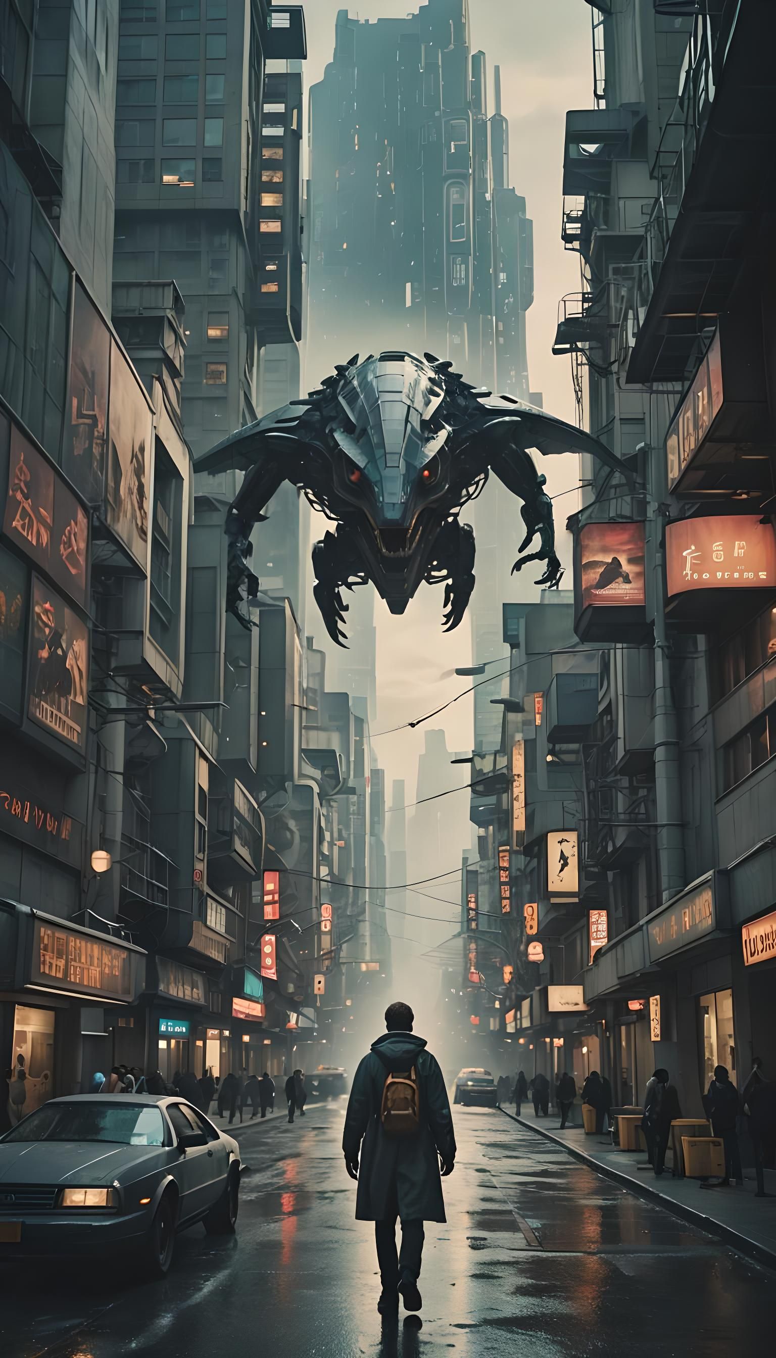 Time Traveler in Unrecognizable Futuristic City