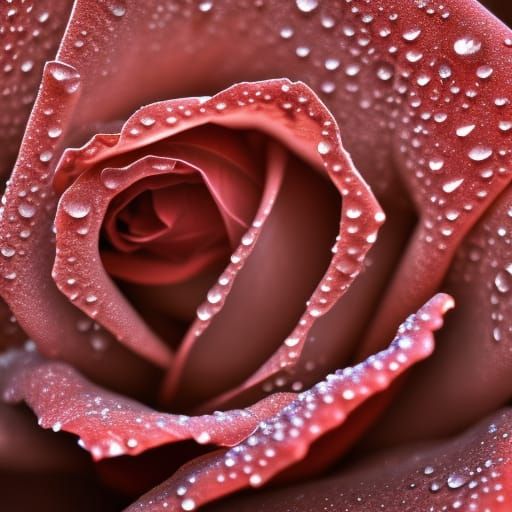 Close-Up Red Rose with Water Droplets