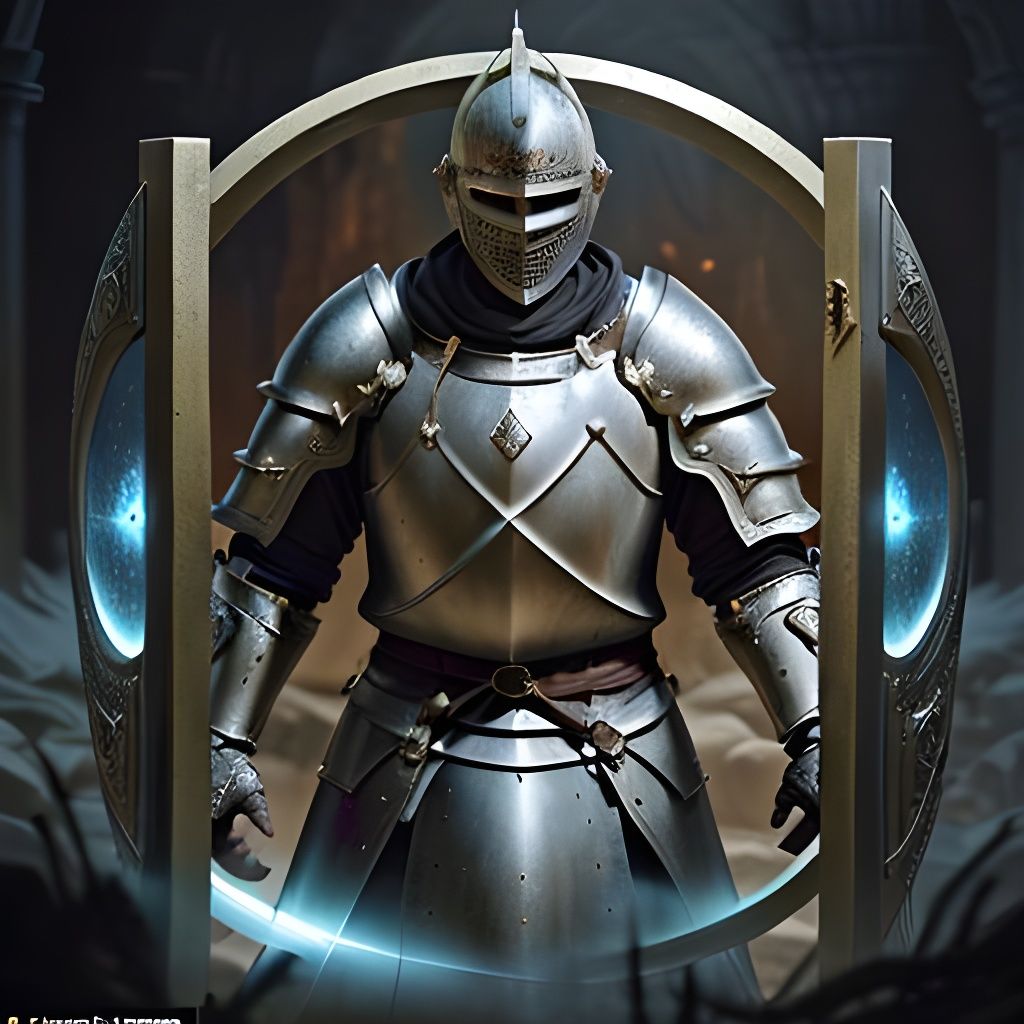 Bald Knight Guardian Emerges from Magic Portal