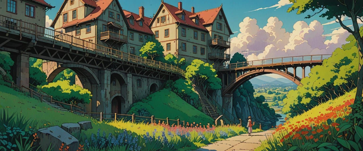 Industrial Wasteland in Watercolor Comic Style