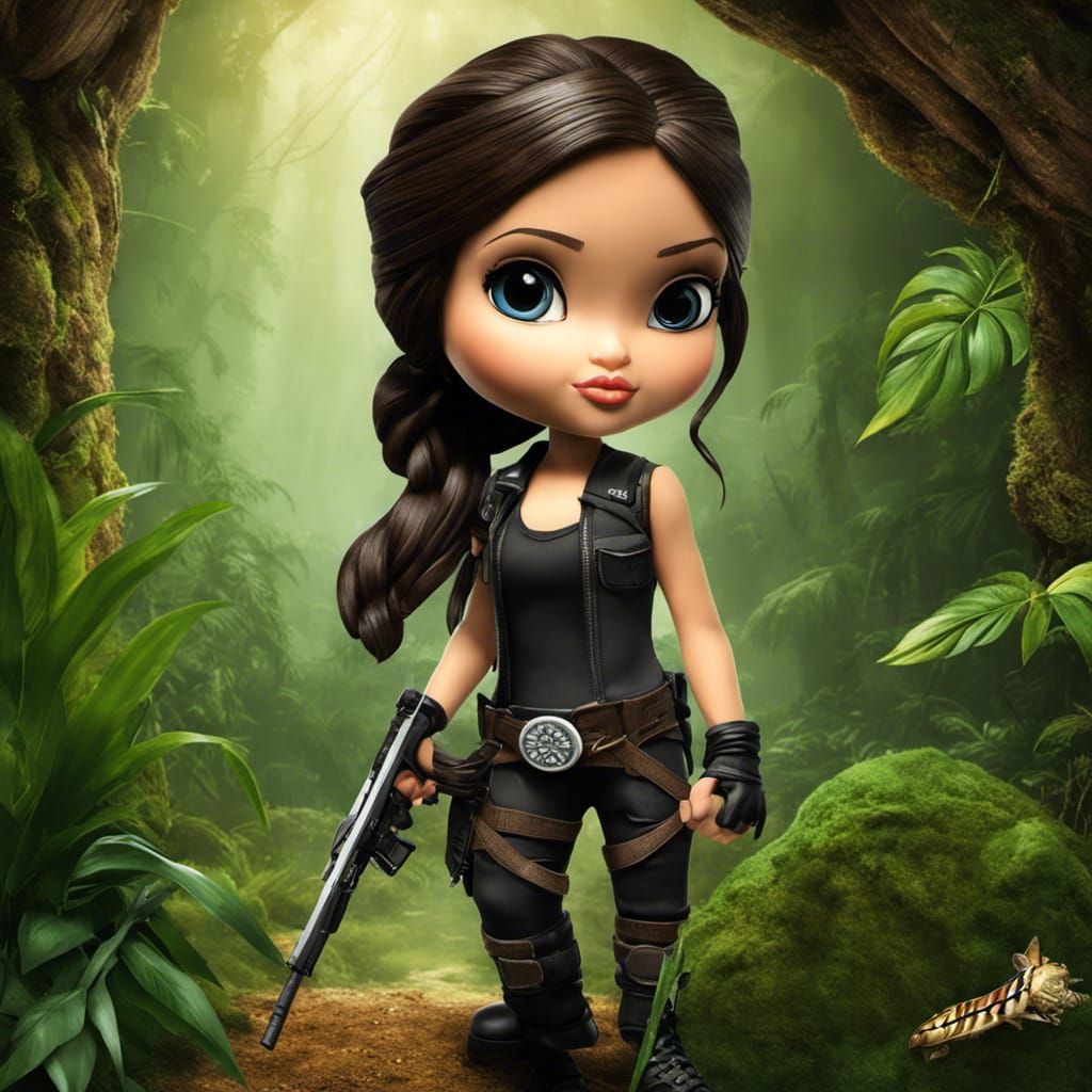Lara Croft Portrait in Whimsical Style