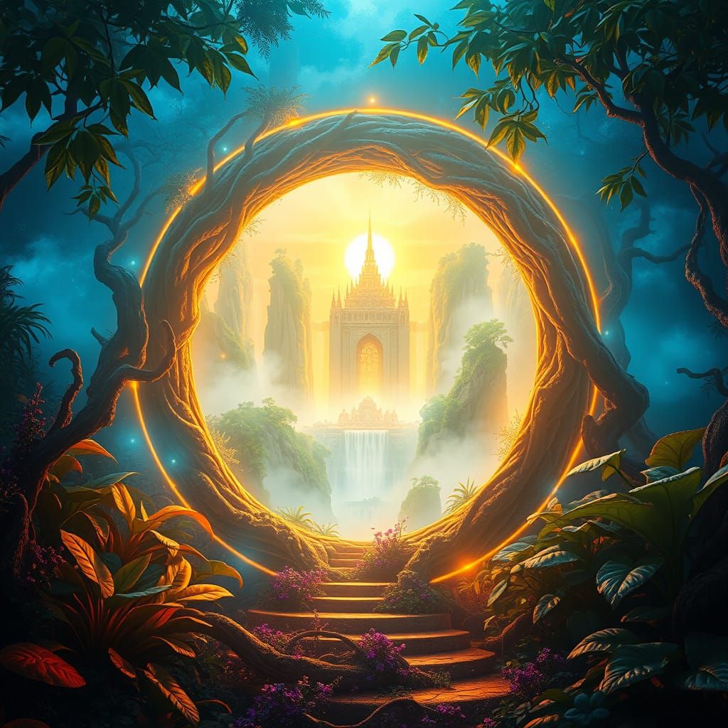 Glowing Portal in Enchanted Jungle Reveals Mystical Realm