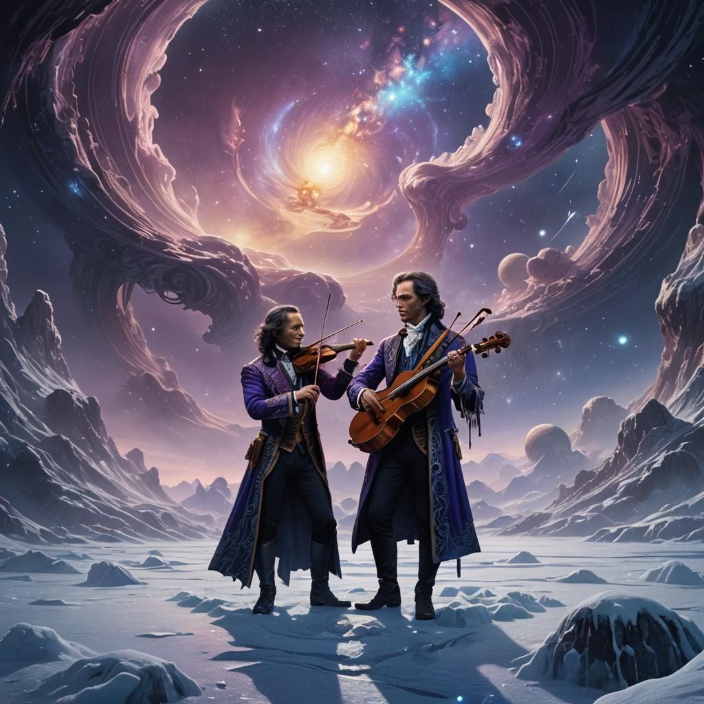 Paganini Plays Huayara on Pluto: Fantastical Concept Art