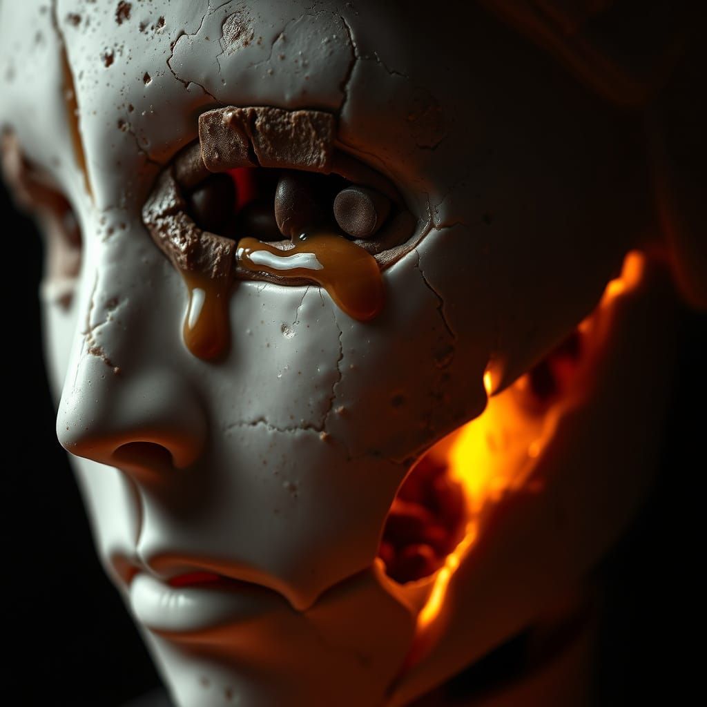 Ice Cream Android Face in Moody, Dramatic Lighting