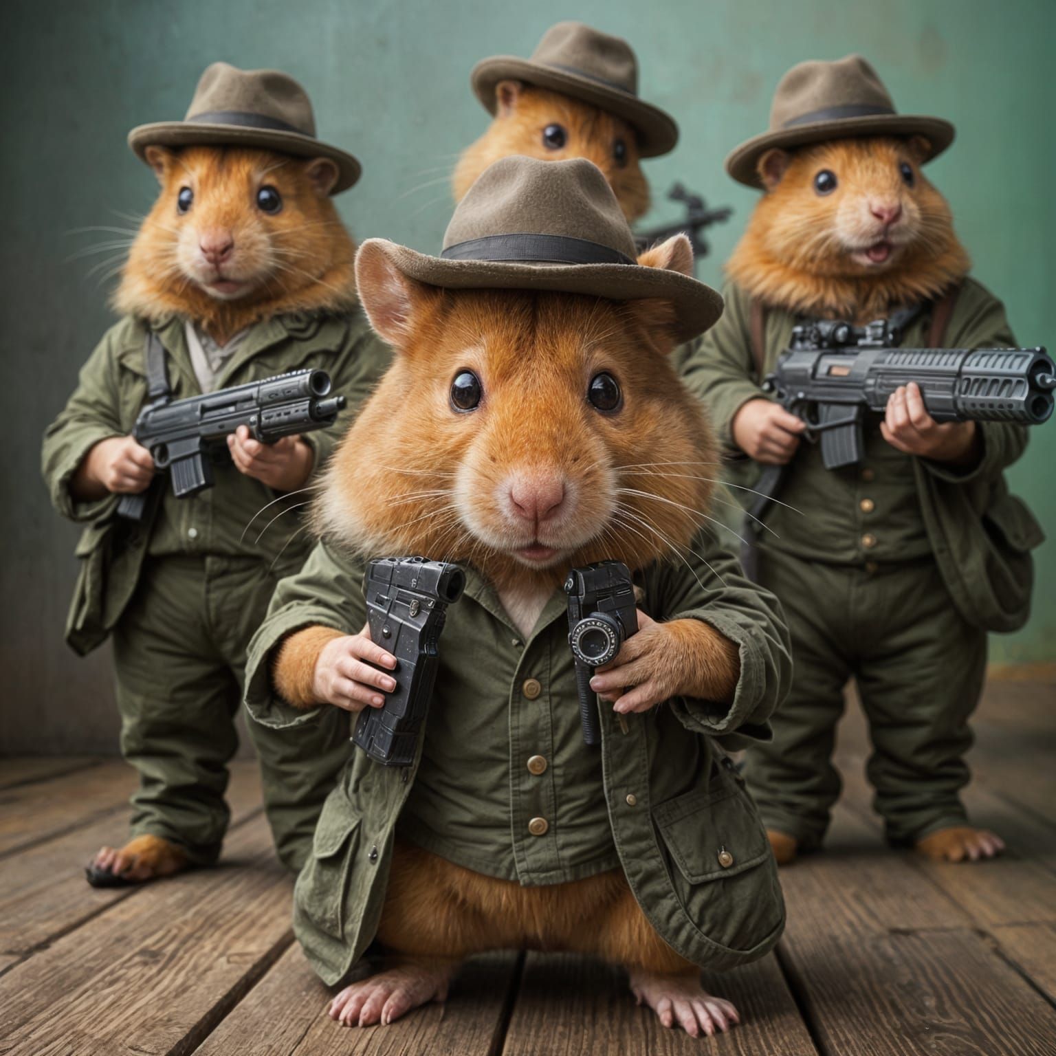 Hamster Mob Boss in Fedoras and Guns